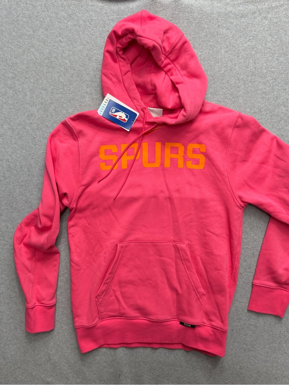 Nike Men's S Pink Hoodie with Gold 'SPURS' Lettering
